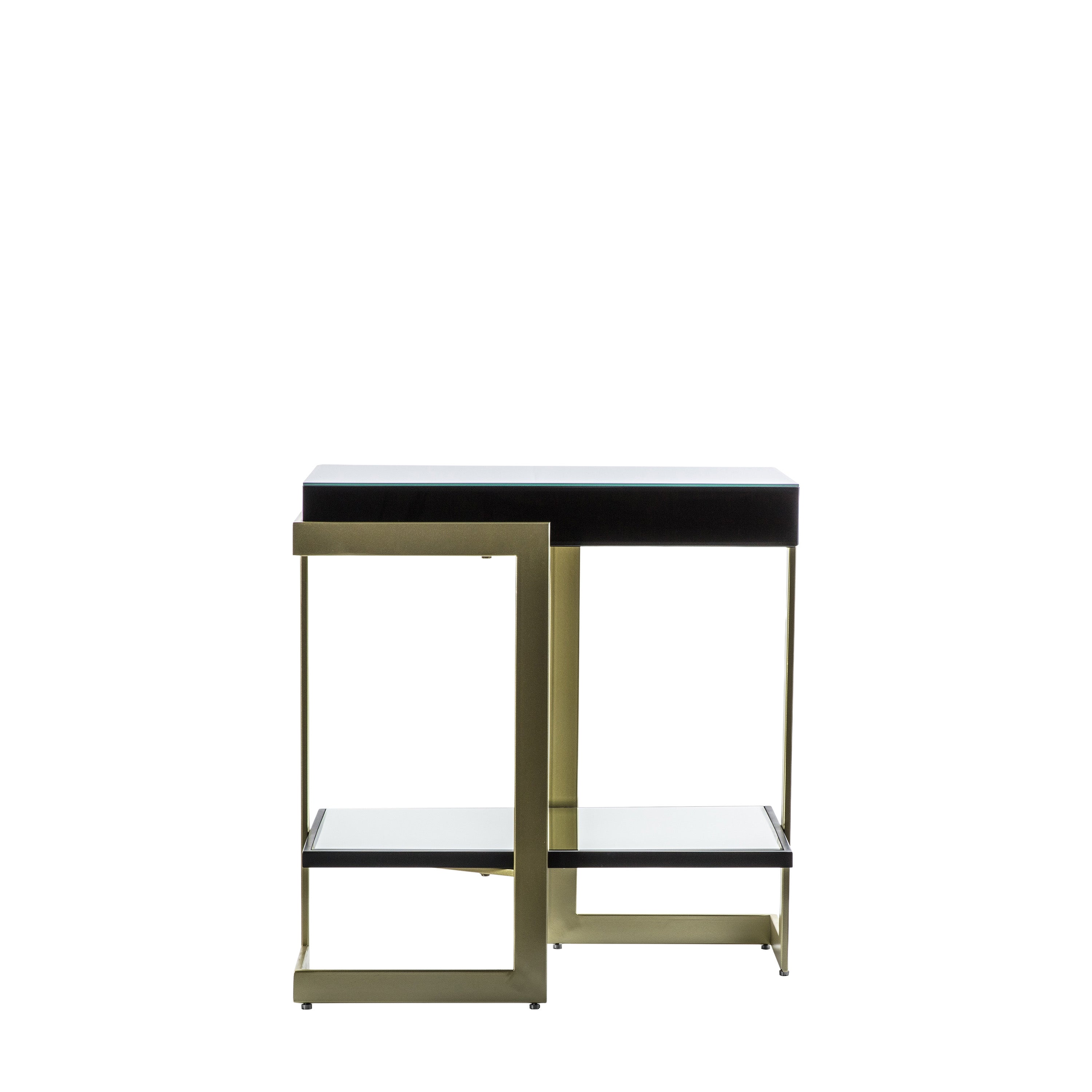 Althea Art Deco Gold & Black Glass Side Table